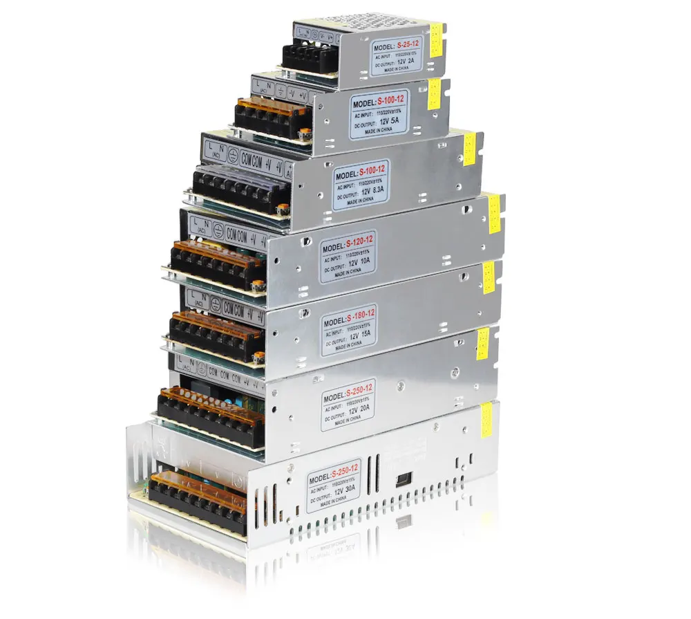 DC12V светильник ing трансформаторы светодиодный драйвер Мощность адаптер 5A 8A 10A 20A 30A для светодиодный полосы светильник переключатель Питание 60W 120W 240W 360W