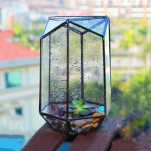 Artistic Clear Six-surfaced Four Roofs Succulent Fern Moss Plants Glass Geometric Terrarium Bonsai Flower Pot Fleur Planter Box