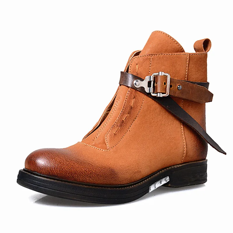 En Ne Brown Récents Martin Véritable Red wine Femmes Haute Stylesowner Cuir Vintage Bottes Chelsea Pour Ceinture Les Boucle Light coffee Cheville Qualité Vieux Boot Zn7Rt