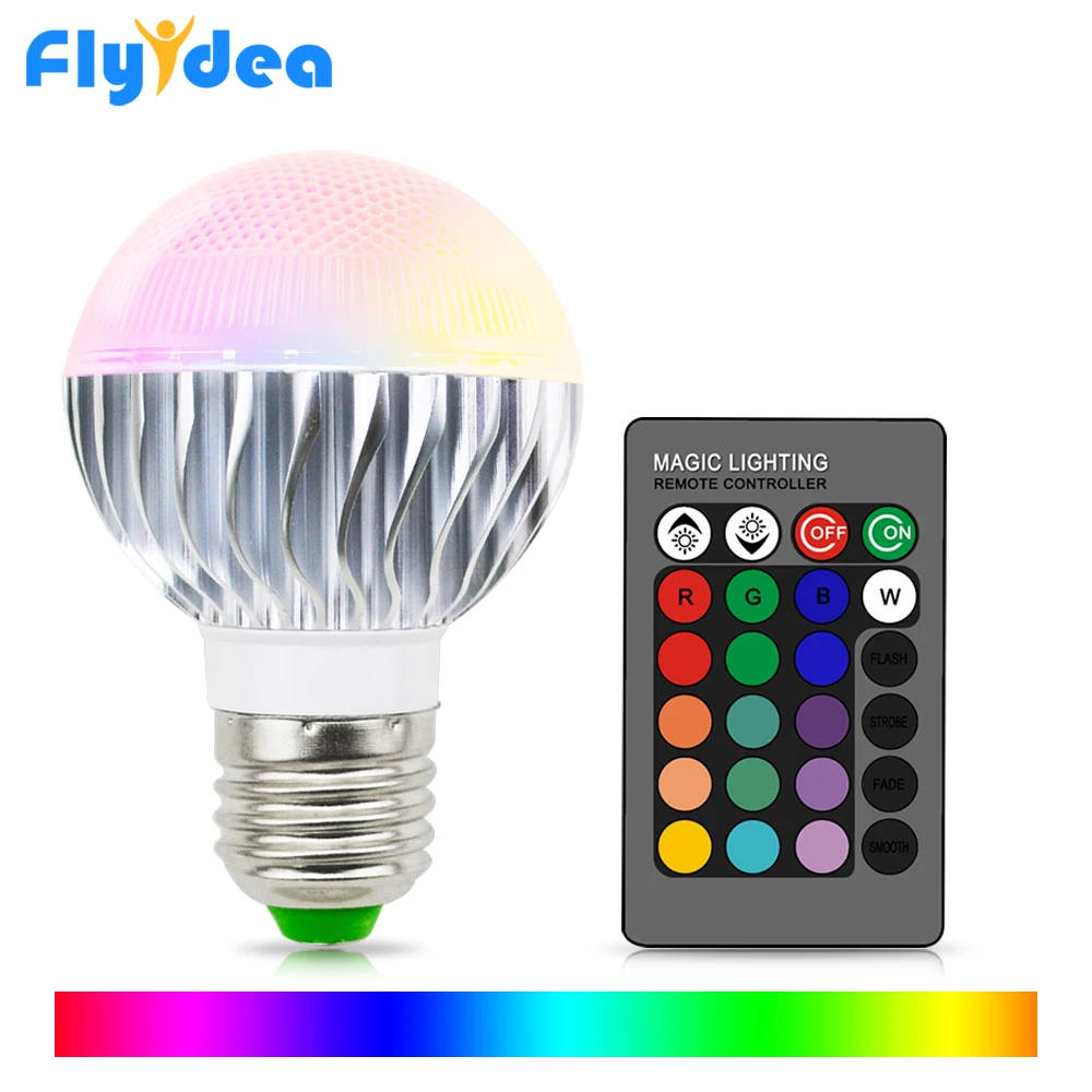 

E27 16 Color changing light bulb 7W holiday Christmas IR Remote Control lamp Dimmable Stage Light + 24key living room bedroom