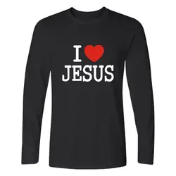 Я люблю Иисуса христианской с длинным рукавом Футболка Slim Fit XXS до 4xl Футболки с Для мужчин Элитный бренд в Мода хлопок футболки