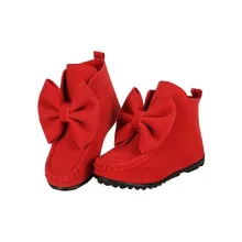 2016 New Spring Kids Boots for Girls 3 Colors Children Flat Solid Bow Boots Fashion Trench Kids Brief Shoes 4-15 Years, HJ038