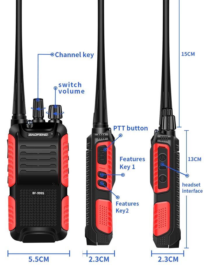 2 шт./лот BAOFENG 999S plus Walkie talkie UHF двухстороннее радио baofeng 888s UHF 400-470 МГц 16CH портативный приемопередатчик с наушником