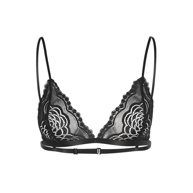 FEESHOW Women's Sheer Mesh Bralette – Wire-Free Triangle Cup Bra, Adjustable Straps, Comfortable Lingerie