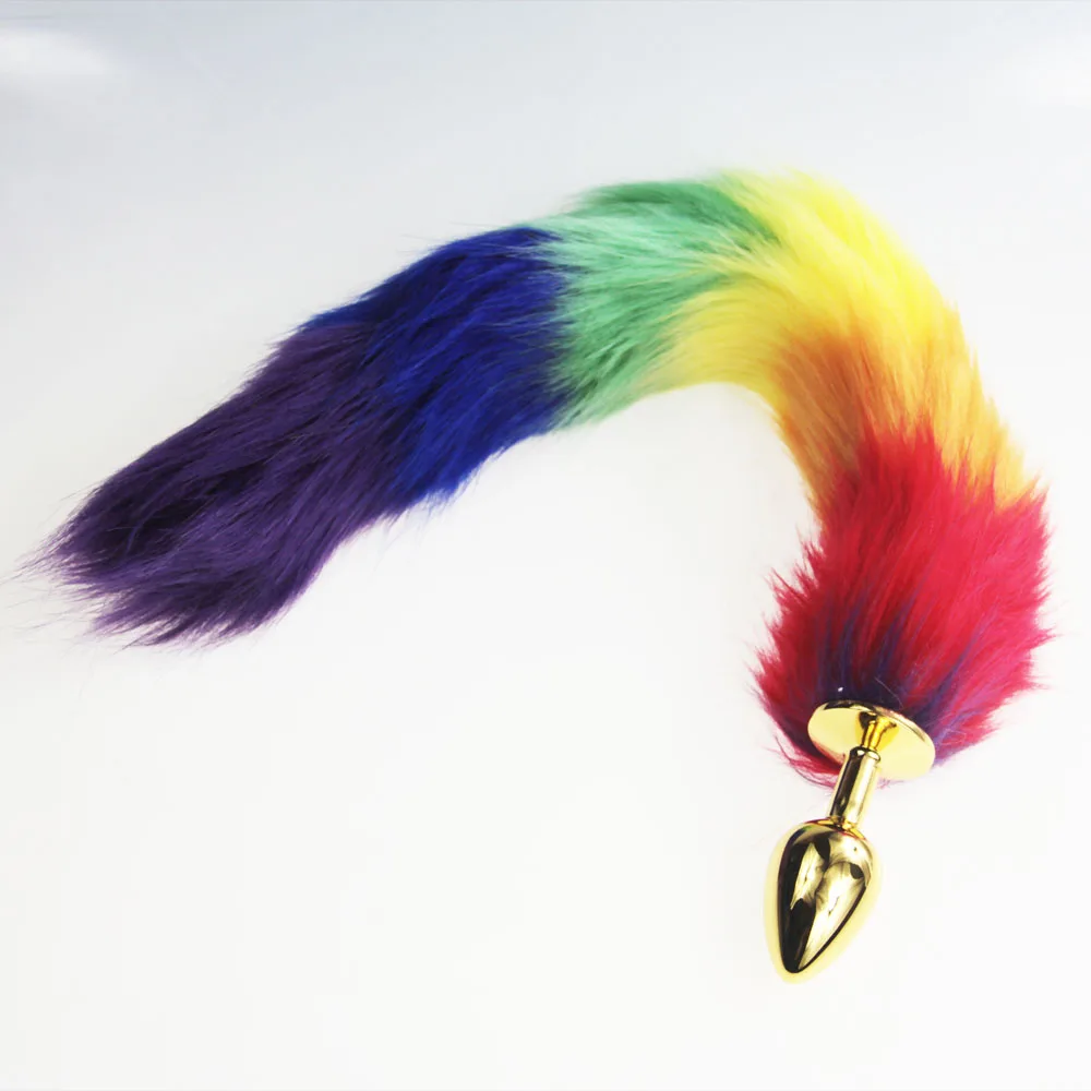 hh080 rainbow fox tail anal plugs (35)