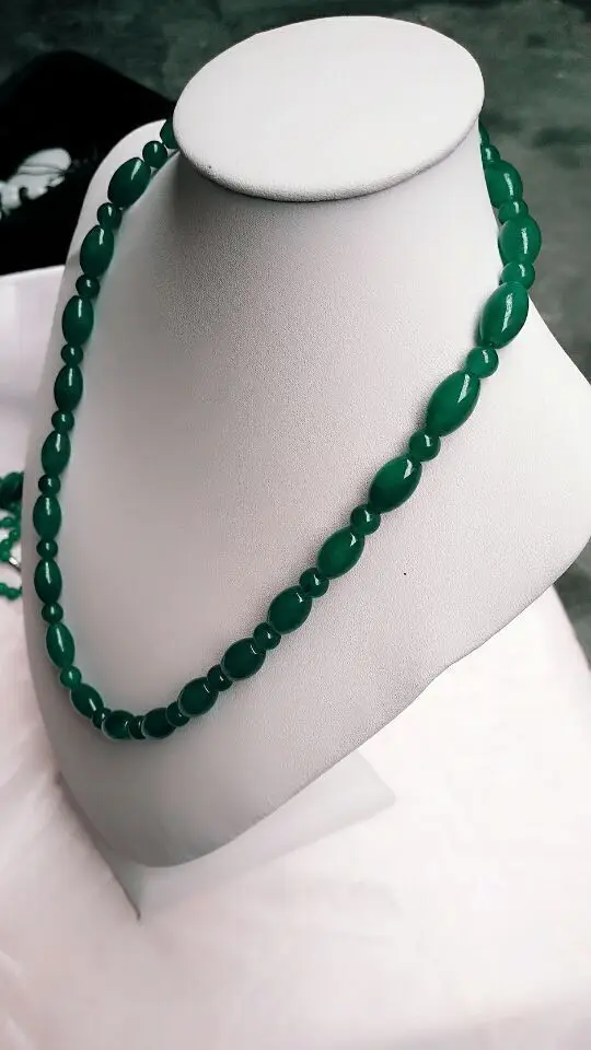

ddh003802 Chinese ORIENTAL VINTAGE GREEN JADE BEADS NECKLACE(jade Beaded necklace)