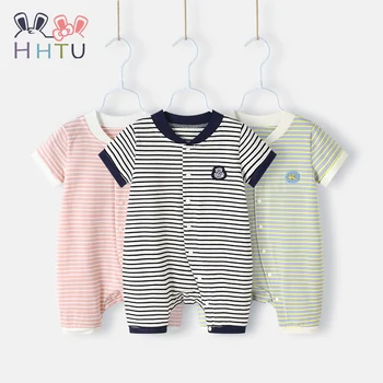 

HHTU Baby Striped Rompers Short Sleeve Summer Cotton Infantis Baby Clothing Cartoon Newborn Baby Jumpsuits Outfits Clothes