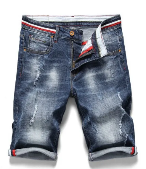 Мужские новые рваные короткие джинсы Прямые 98% хлопковые шорты джинсовые мужские джинсы брендовая одежда плюс размер 28-40