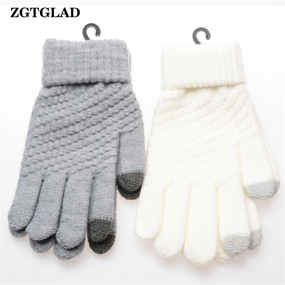 

1Pair Winter Men/Women Cashmere Gloves Casual Touch Screen Warm Knitted Patchwork Mittens Jacquard Driving Gloves Free Size