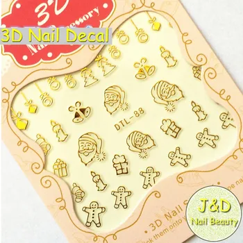 

FOREVERJASMINE 24pcs Christmas Holiday Nail Art Sticker Gold Bell Gifts Nail Decal Gingersnap Hallow Sparkle Manicure Decoration