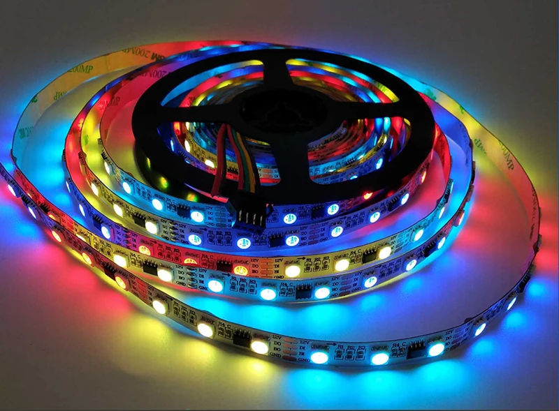 WS2818 SMD5050 цветных(RGB) светодиодных лент светильник 5 м 30/60 светодиодов/M DC12V адресуемых цифровой Диодная лента гибкие полоски Водонепроницаемый Ambi светильник