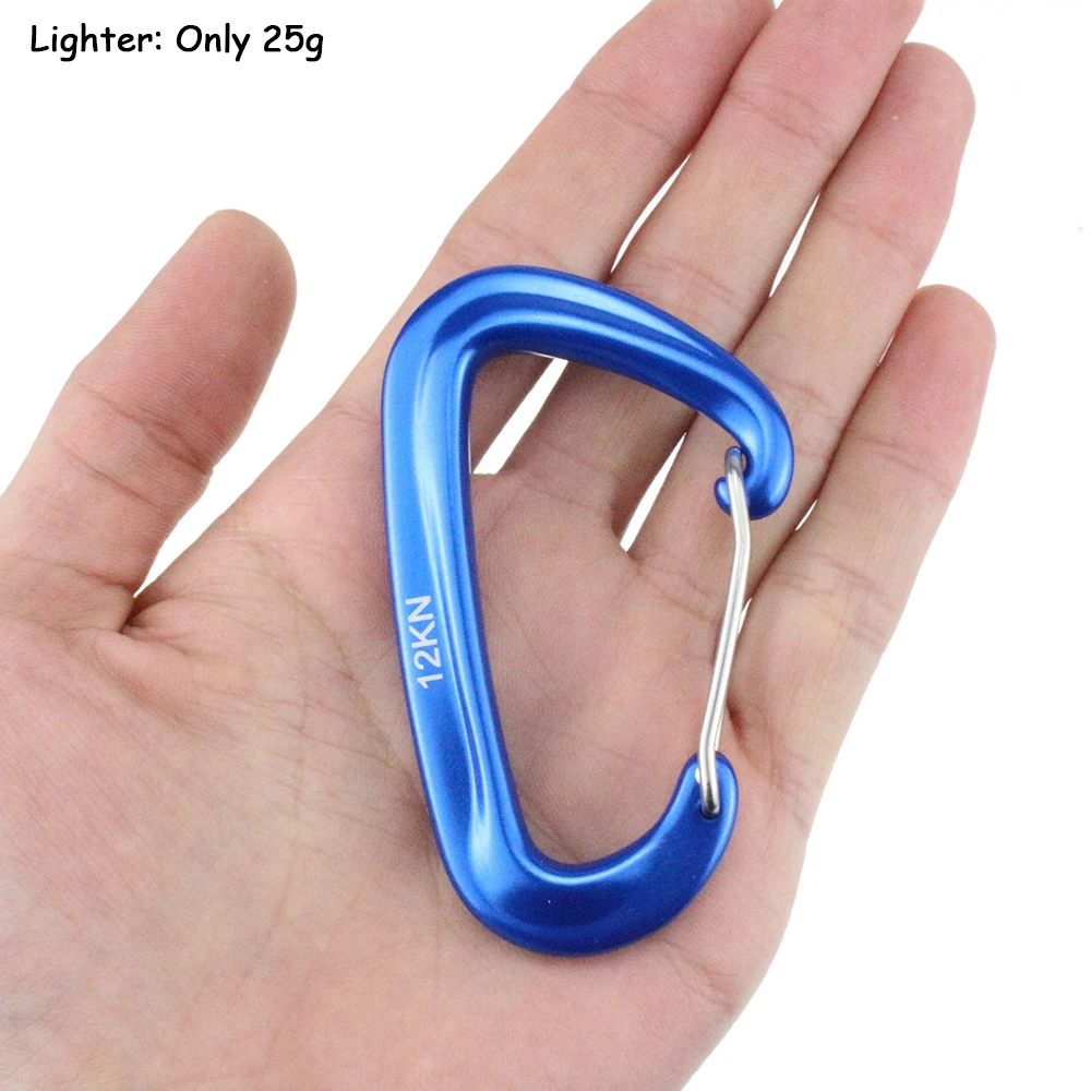 Professional Climbing Carabiner D Shape Mountaineering Buckle Hook 12KN Safety Lock Outdoor