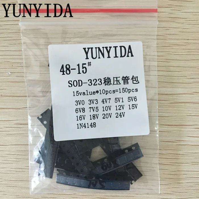 SOD 323 0805 0 25 Вт SMD Диод Зенера Ассорти набор 15 значений * 10 шт. = 150 шт.|zener diode assorted kit|diode