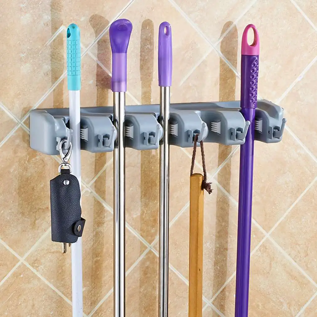 

Mutil-functional Strongest Grippers Mop Broom Holders Moop Hook with 5/4/3 Ball Slots for Home Office Garden Tools