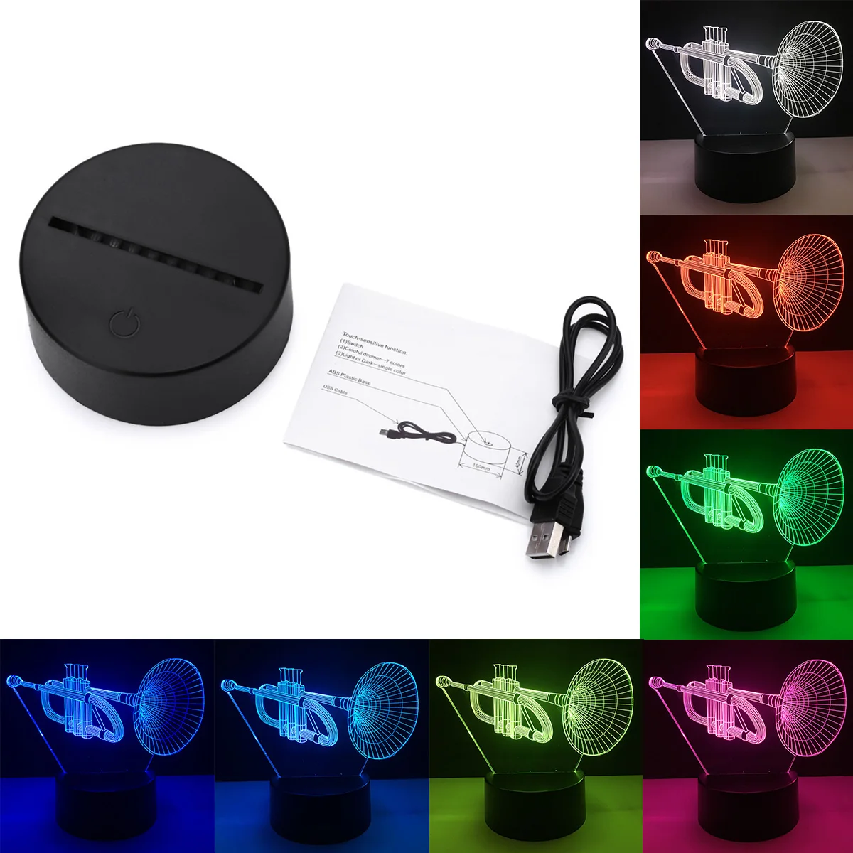 3D динамик USB светодиодный акрил ночник сенсорный выключатель Ночная Home Decor творческая атмосфера Спальня настольная лампа