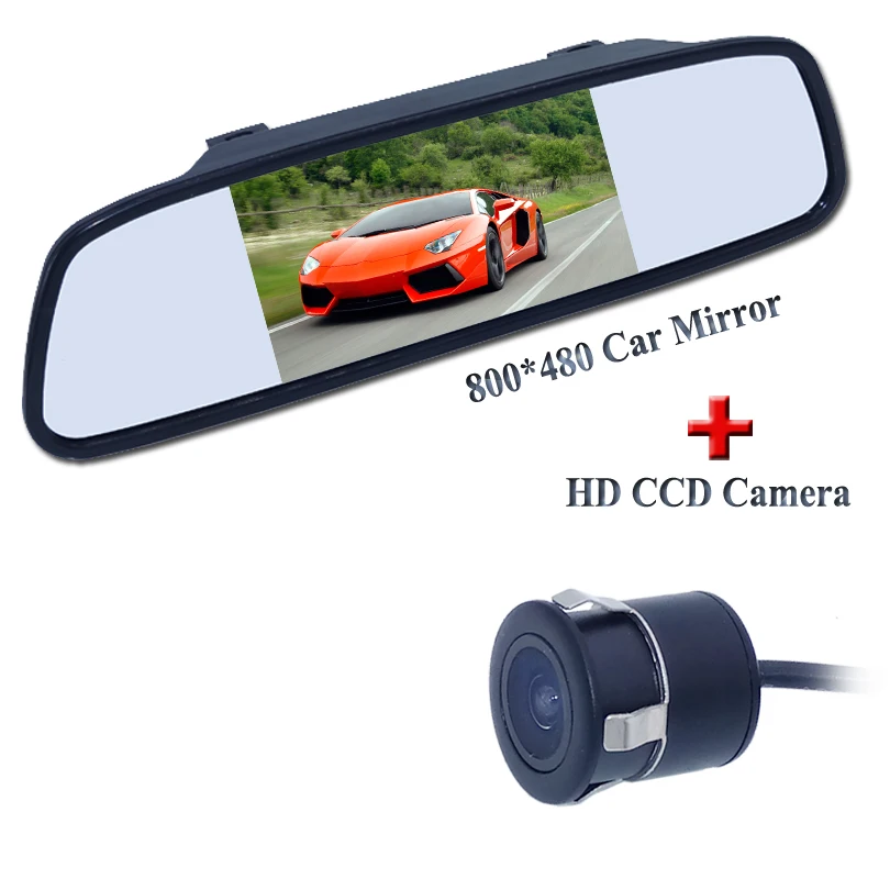 Promotion For 2 in 1 HD CCD rear view camera + 5" 800*480 Car Mirror Monitor parking monitor | Автомобили и мотоциклы