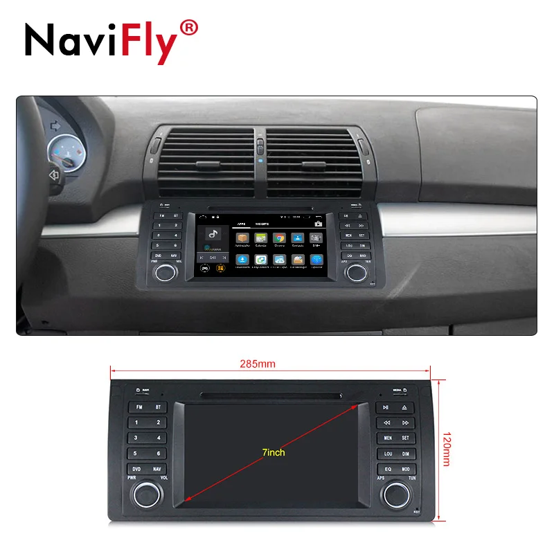 Best NaviFly Android 7.1 Car dvd radio audio for BMW/E39/X5/M5/E53 Car GPS Navigation 2G RAM CANBUS BT WIFI GPS system head unit RDS 5