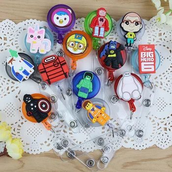 

Cute Cartoon Minni Retractable Pull Key ID Card Clip ID BUS Card lanyards id Badge Holder With Metal Clip Retractable