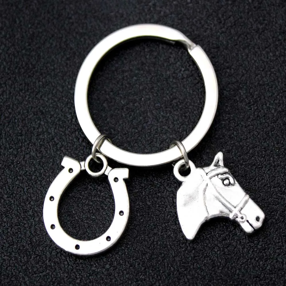

Horse Horseshoe Infinity Keychain Rudder Compass Keychains Moon Key Chains Keyring Women Men Unisex Jewelry Friends Gift