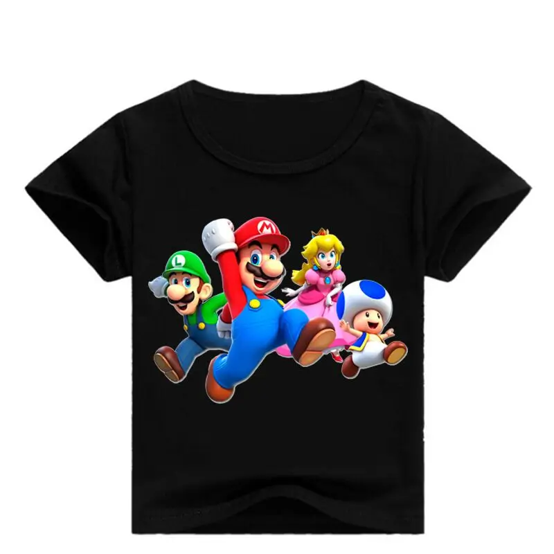 Летняя детская футболка с принтом «Супер Марио» для маленьких мальчиков футболка с короткими рукавами для девочек детские футболки, костюмы для малышей, одежда для мальчиков, топы - Цвет: color at picture