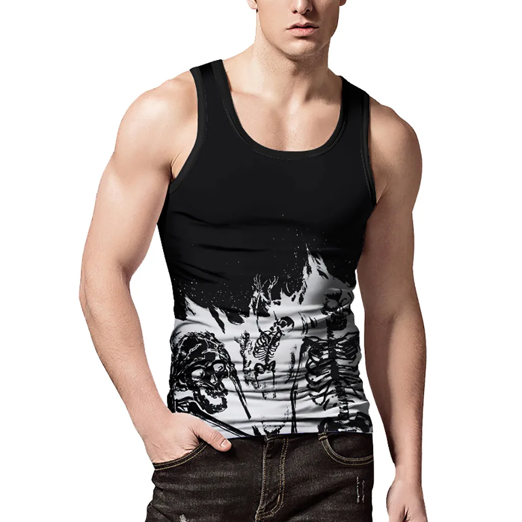 Мужская майка с 3D принтом tanktop короткими рукавами жилет рубашка Топ Бодибилдинг