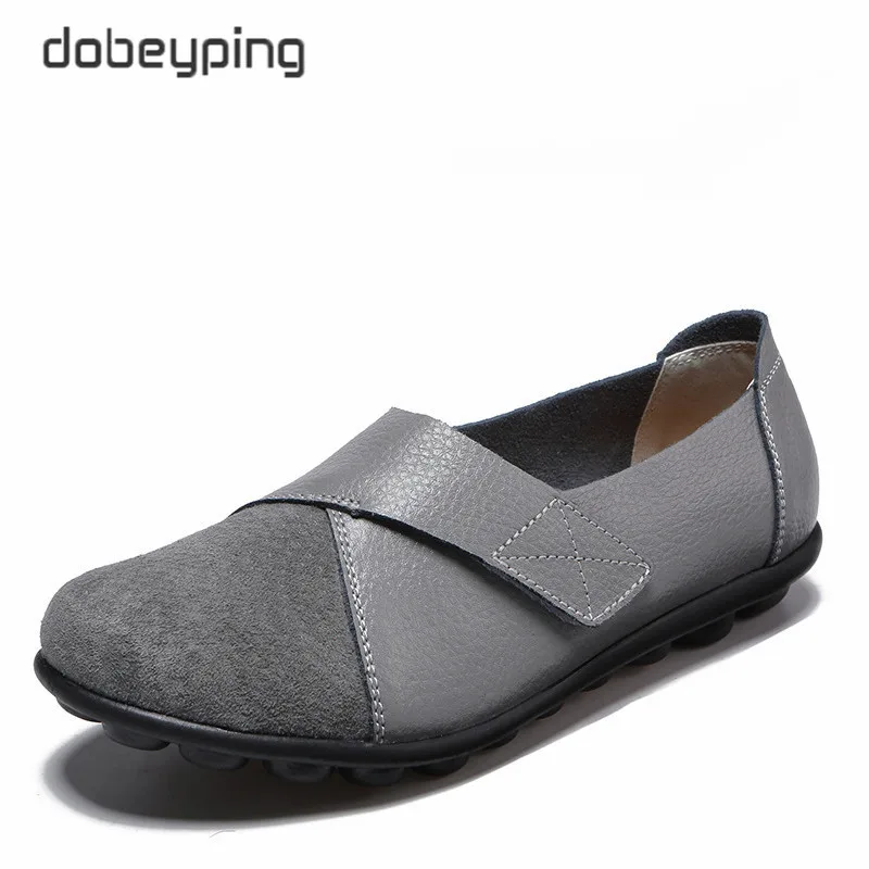 US $12.98 Dobeyping New Spring Autumn Shoes Woman Genuine Leather Women Flats Slip On Womens Loafers Female Sewing Shoe Large Size 3544