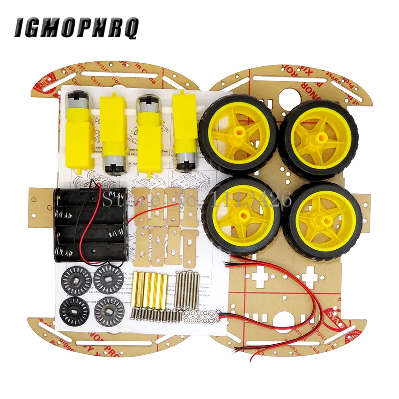Smart Car Kit 4WD Smart Robot Car Chassis Kits with Speed Encoder and Battery Box for Diy Kit 