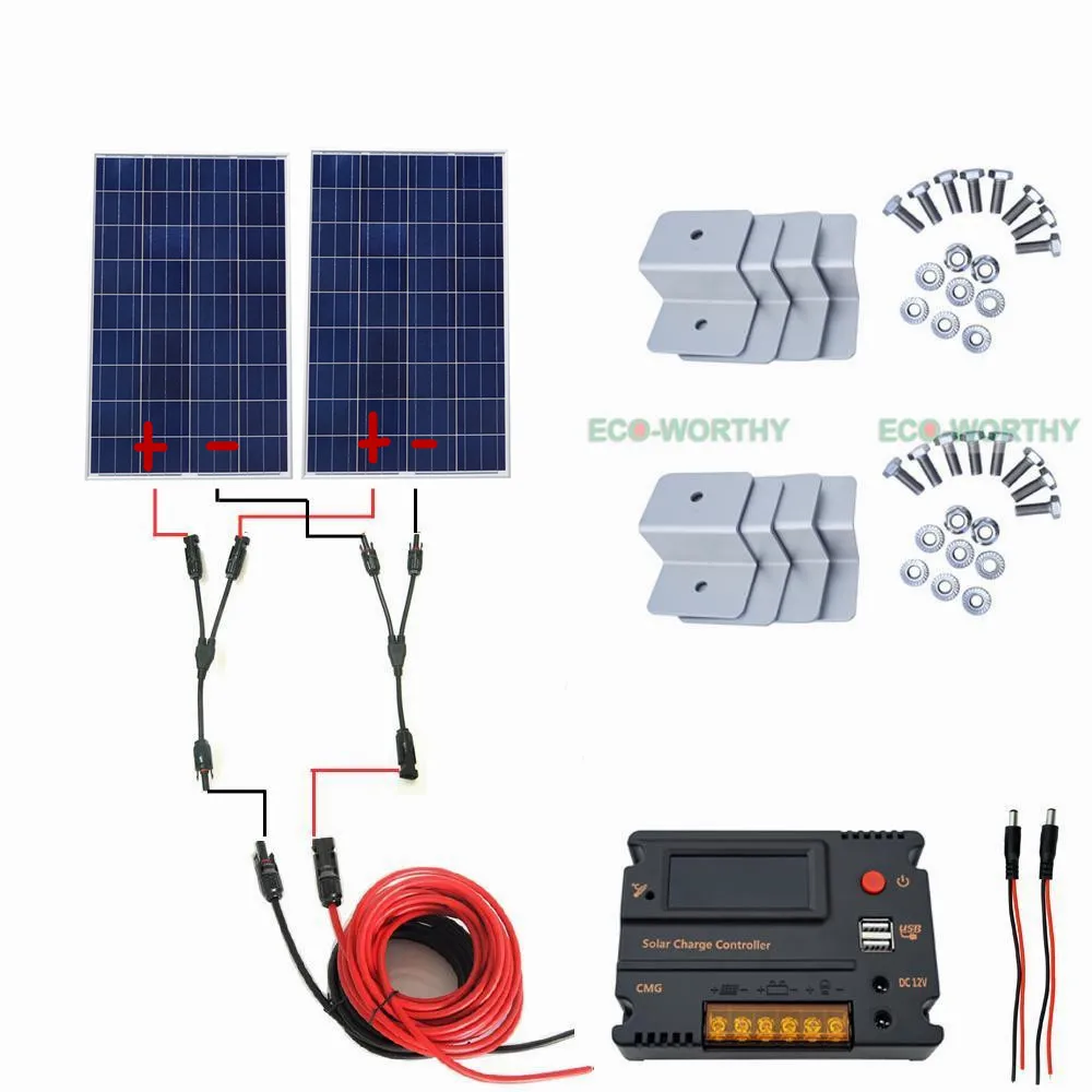 200 Watt Solar System Kit 2 Stucke 100 Watt Solarpanel 20a Cmg