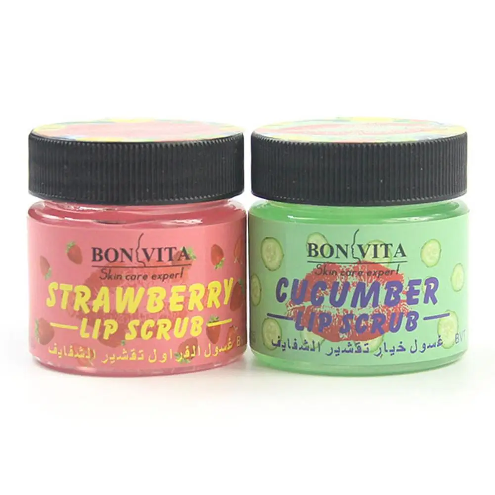 

1 PC Lip Scrub Cream Strawberry Cucumber Flavor Moisturizing Exfoliating Gentle Remove Dead Skin Moisturizing Lip Skin Care 40g