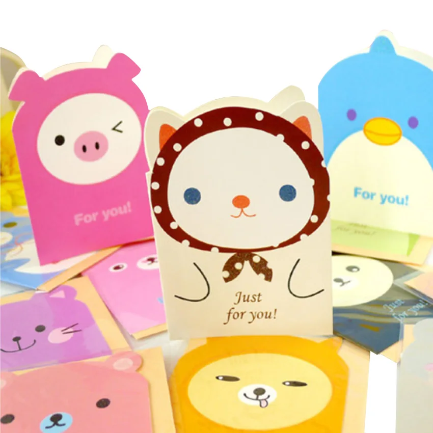 

50pcs/lot Korean Creative Cute Animal Cartoon Greeting Card Random For Gifts And Write Words On