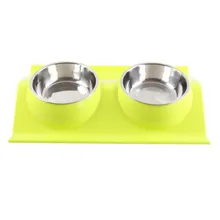 Stainless steel pet bowl Color double bowl Anti skid and leak proof design pet supplies dog