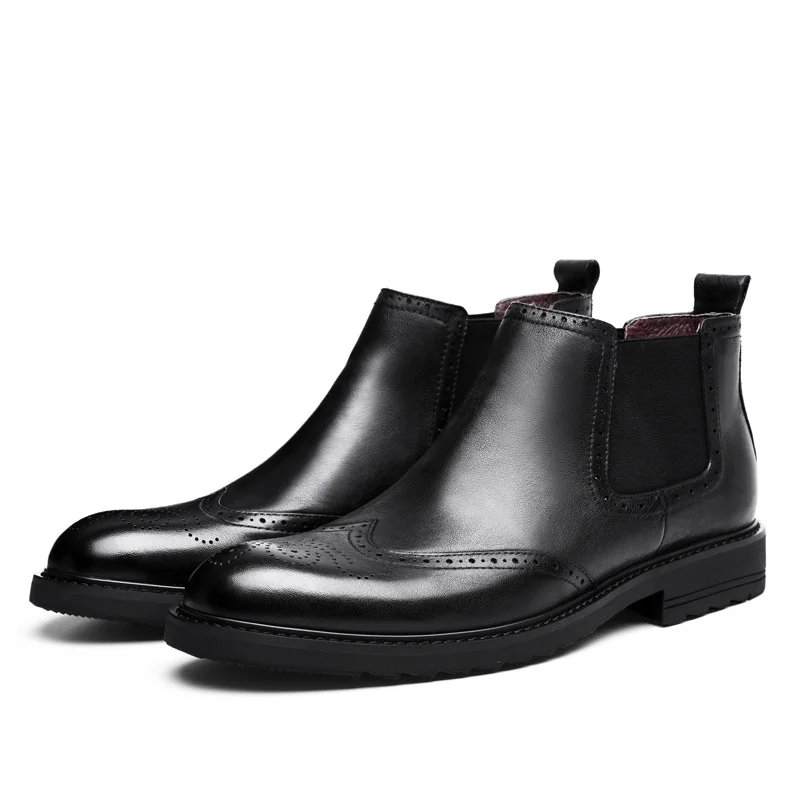 Bottine Mycolen Couro Ankle Luxo De Flor Boots Botas Preto Bullock Vaca Homens Martin Confortável Moda Carving Mens Inverno ra1rp