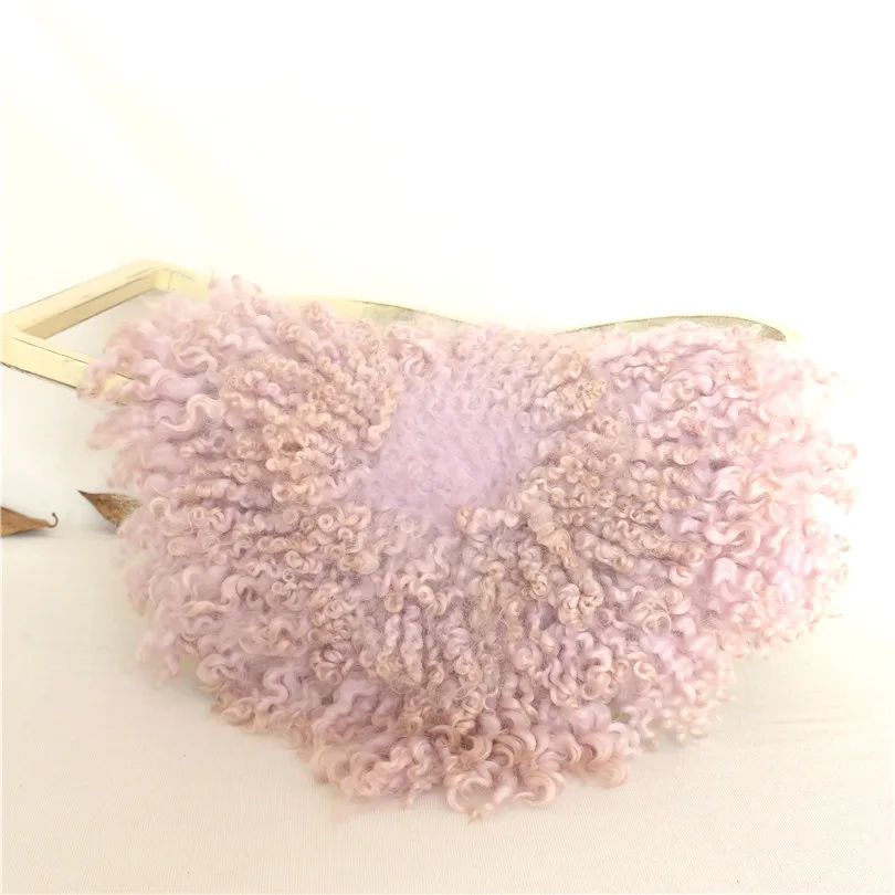 

Lilac Curly Felted Wool Blanket Fluffy Felt Fur Rug Wool Stuffer Posing Backdrop Curly Layer Newborn Photography Prop Flokati