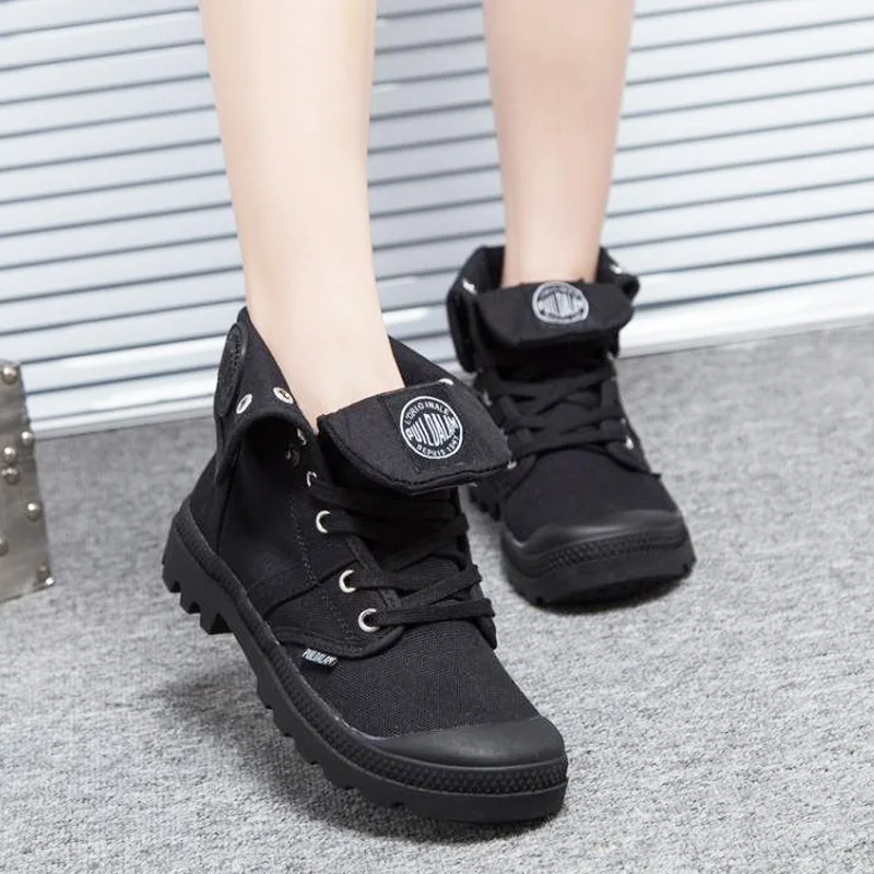 

VTOTA Women Low Soldiers Boots Canvas Casual Shoes Spring Autumn Women Ankle Boots Platform Lace-Up Martin Boots Botas For Women