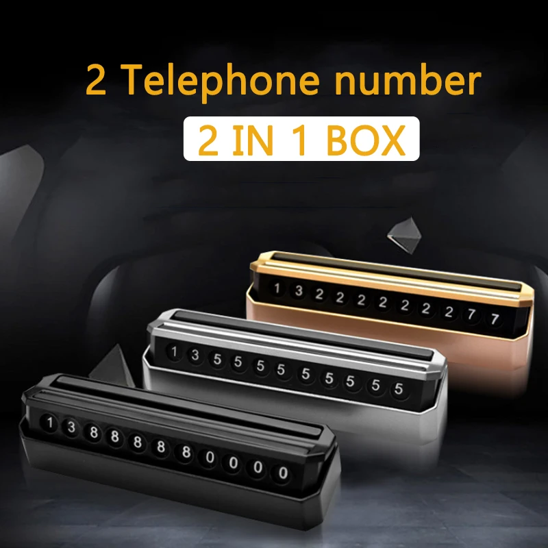 

Luminous Double Sided 360 Rotation Car Telephone Number Temporary Parking Card Auto Hiding Replace Drawer style florescent