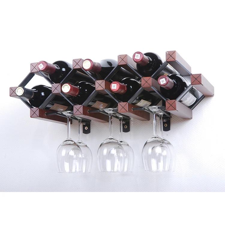 Theroom wall wood wine rack red wine rack wall mounted metal wood wine