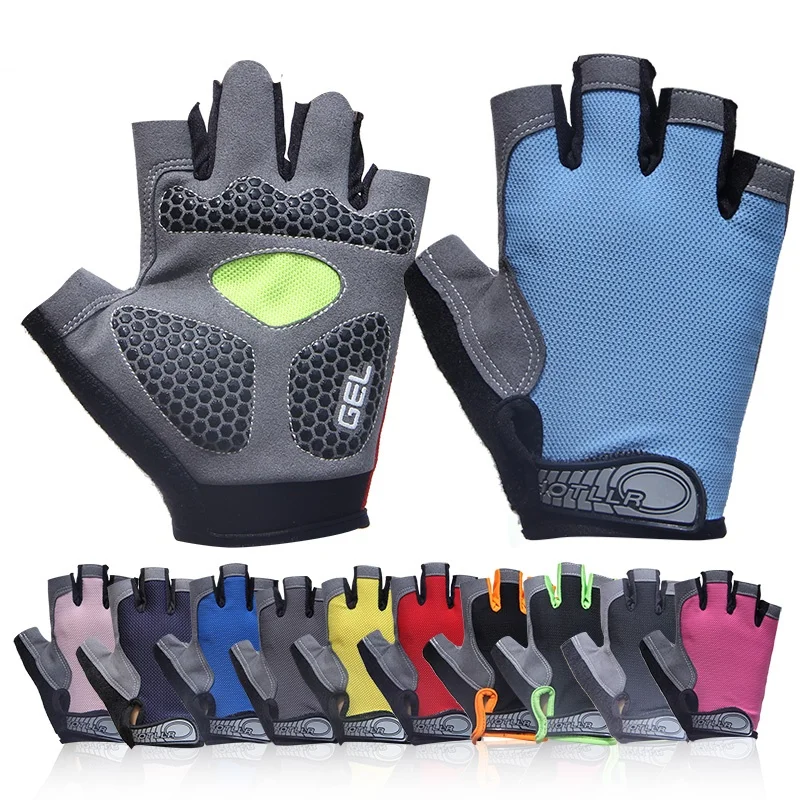 Men Women's Outdoor Sport 3D Gel Silicone Padded Half Finger Gloves for Gym Fitness Workout Running Exercise Training Fingerless