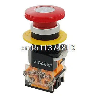 

Red Signal Ignition Mushroom Push Button Emergency Stop Switch 22mm 1 NO 1 NC