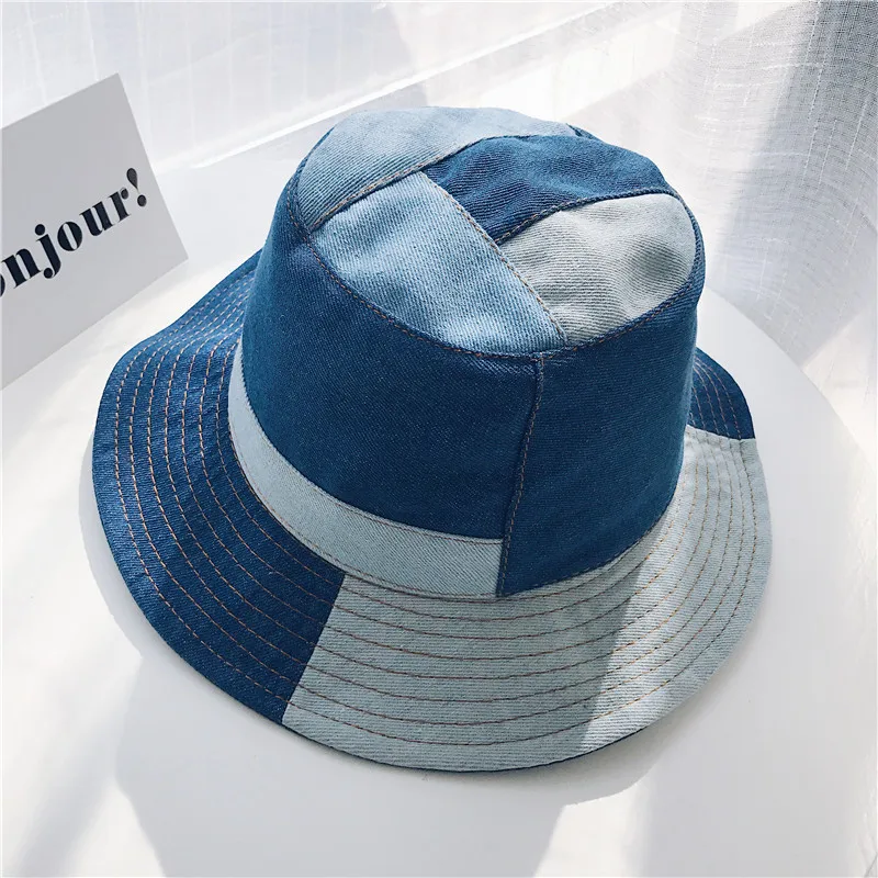 

Original Design Patchwork Cowboy Bucket Hat Men and Women Couple Cap Fisherman Retro Cap