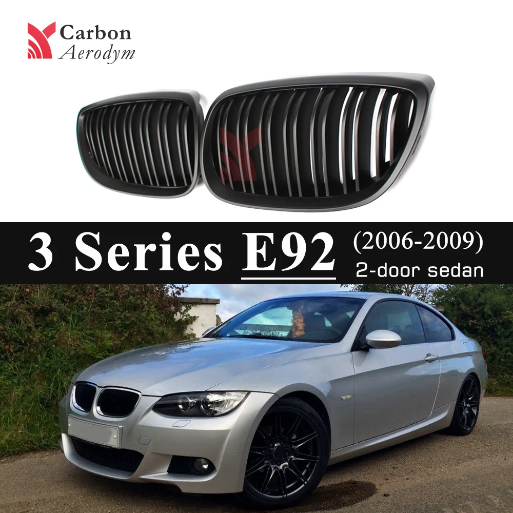 Матовые черные 2 Slats почек решетки для BMW 3 серии E92 E93 M3 Pre LCL 2006 2009 гоночный