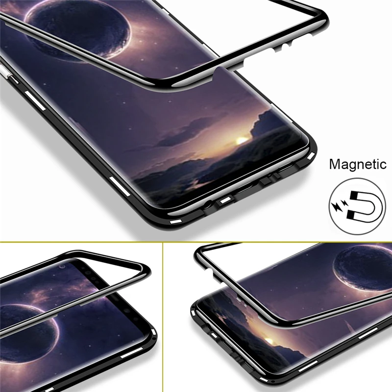 Флип чехол для Samsung Galaxy S9 S8 Plus Note 8 9 модный цветной магнитный стеклянный телефона S7