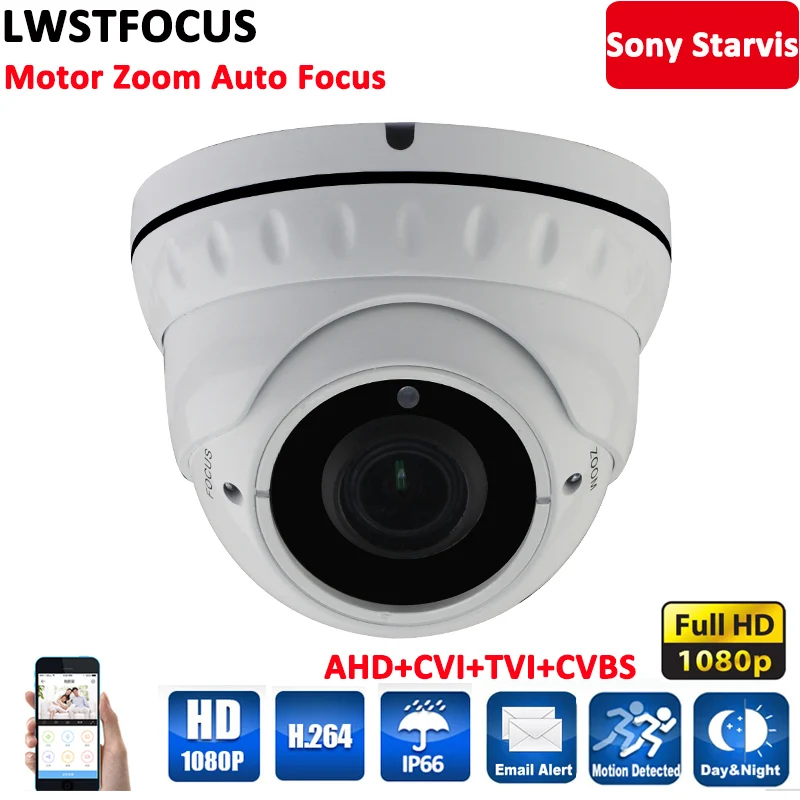 

LWSTFOCUS 2MP 4-In-1 Sony CMOS 4X Optical Motorized Zoom Auto-Focus 30M IR Night Vision Waterproof 1080P Security AHD Camera