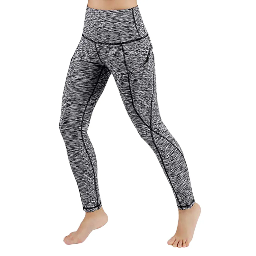 

Women Fashion Spring Workout Leggings With Pockets Solid Colors Pants Fitness Sporting Breathable Push Up Pants Plus Size Bottom
