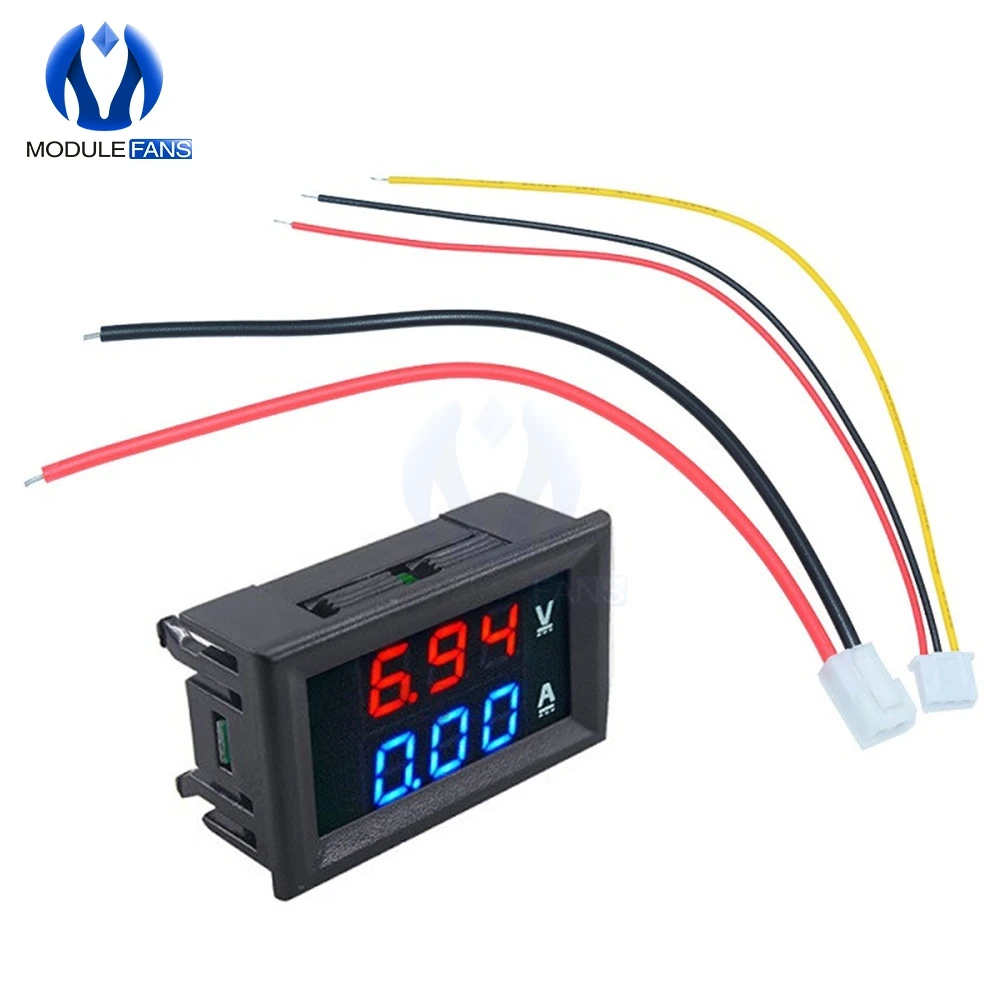 

Mini Digital Voltmeter Ammeter 0.28 inch DC 100V 10A Panel Amp Volt Current Meter Tester 0.28" Blue Red Dual LED Display 20mA