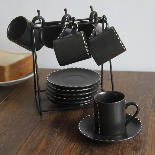 Retro And Saucer Coffee Cup Set Gift Box Of European Ceramic Retro And Saucer Coffee Cup Set Gift Box Of European Ceramic With Holder