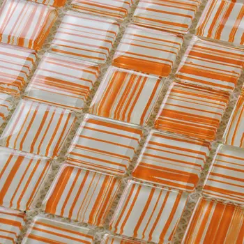 

orange hand painted DIY crystal glass mosaic tiles children kids room kitchen backsplash tile bathroom color wall tile HMGM1050C