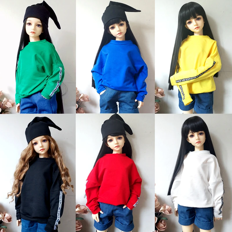 

1/3 1/4 1/6 Dolls Clothes Black Red White Green Sweatshirt For Doll Accessories Handmand Clothes For Bjd Dolls Mini Sweatshirts
