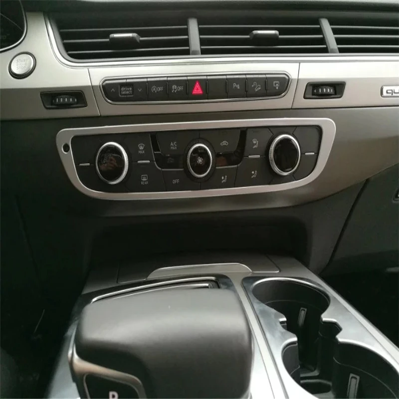 

car sedan auto cover styling for 2016 Audi Q7 chrome front console air conditioning adjustment switch accessories frame trim 1pc