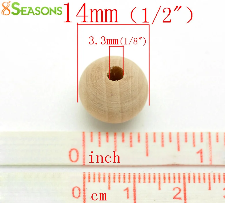 

8SEASONS 100PCs Natural Ball Wood Spacer Beads 14x13mm(1/2"x1/2") (B18802)