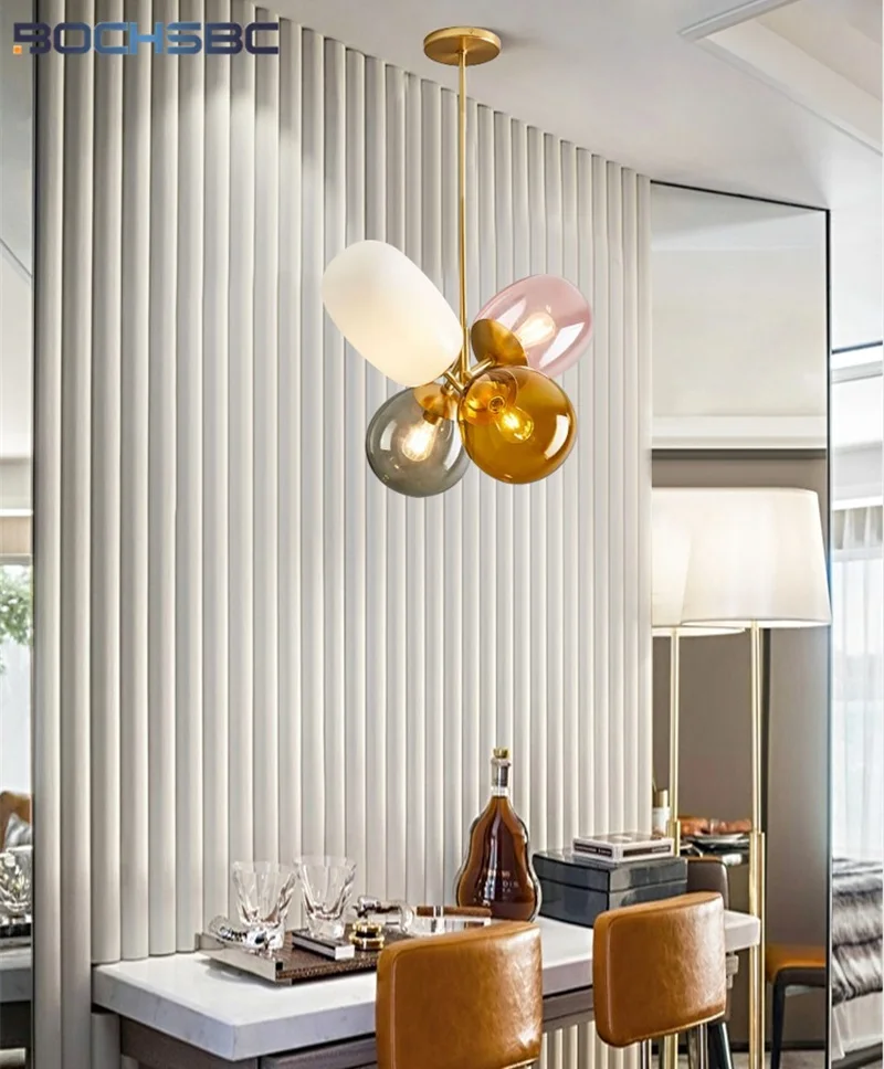 BOCHSBC 2019 NEW Color Balloon Stained Glass Ball Pendant Lamp For Children Bedroom Nordic Modern Light Hanging Fixture Hanglamp